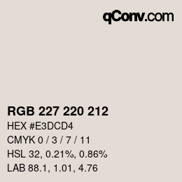 颜色代码: RGB 227 220 212 | qconv.com