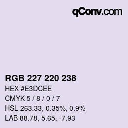Color code: RGB 227 220 238 | qconv.com