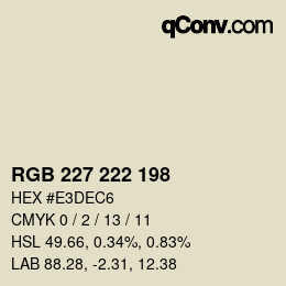 Color code: RGB 227 222 198 | qconv.com