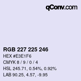 Código de color: RGB 227 225 246 | qconv.com