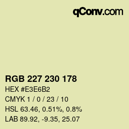 Farbcode: RGB 227 230 178 | qconv.com