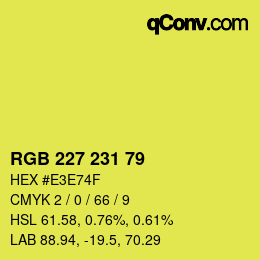 Color code: RGB 227 231 79 | qconv.com
