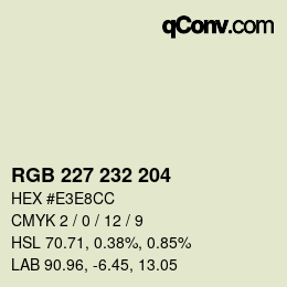 颜色代码: RGB 227 232 204 | qconv.com