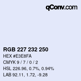 Color code: RGB 227 232 250 | qconv.com