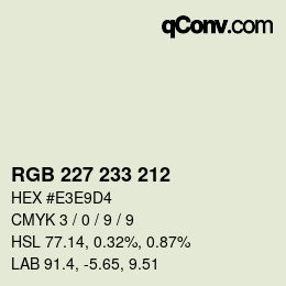 Color code: RGB 227 233 212 | qconv.com
