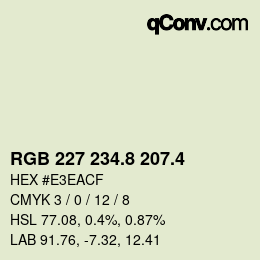 カラーコード: RGB 227 234.8 207.4 | qconv.com