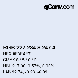 カラーコード: RGB 227 234.8 247.4 | qconv.com