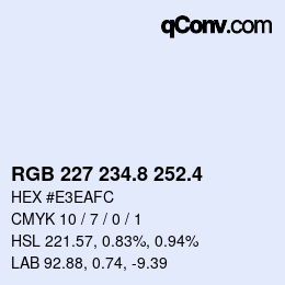 カラーコード: RGB 227 234.8 252.4 | qconv.com