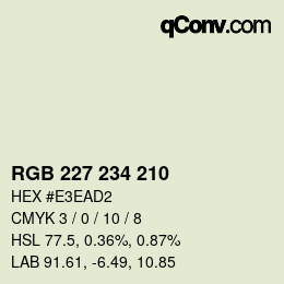 Farbcode: RGB 227 234 210 | qconv.com