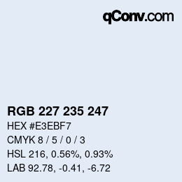 Color code: RGB 227 235 247 | qconv.com