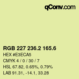 カラーコード: RGB 227 236.2 165.6 | qconv.com