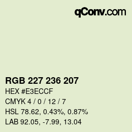 Color code: RGB 227 236 207 | qconv.com