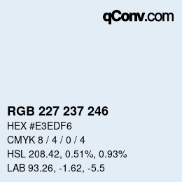 Color code: RGB 227 237 246 | qconv.com