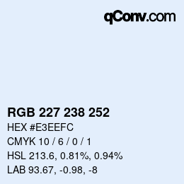 颜色代码: RGB 227 238 252 | qconv.com
