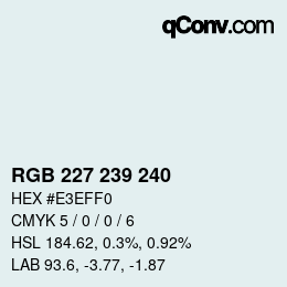 颜色代码: RGB 227 239 240 | qconv.com