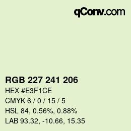 Color code: RGB 227 241 206 | qconv.com