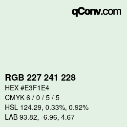 颜色代码: RGB 227 241 228 | qconv.com