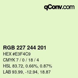 Color code: RGB 227 244 201 | qconv.com