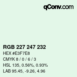 Código de color: RGB 227 247 232 | qconv.com