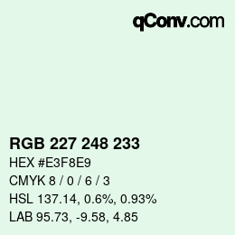 Código de color: RGB 227 248 233 | qconv.com