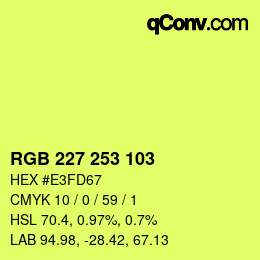 Color code: RGB 227 253 103 | qconv.com