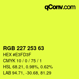 Color code: RGB 227 253 63 | qconv.com