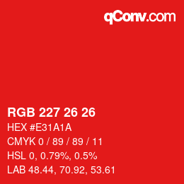 Color code: RGB 227 26 26 | qconv.com
