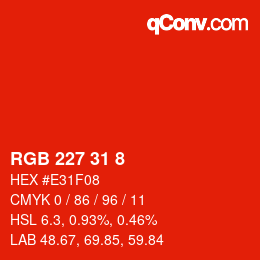 Color code: RGB 227 31 8 | qconv.com