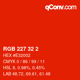 Color code: RGB 227 32 2 | qconv.com
