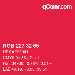 Color code: RGB 227 32 65 | qconv.com
