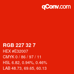 Color code: RGB 227 32 7 | qconv.com