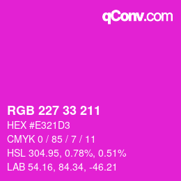 颜色代码: RGB 227 33 211 | qconv.com