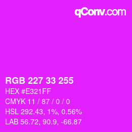 颜色代码: RGB 227 33 255 | qconv.com