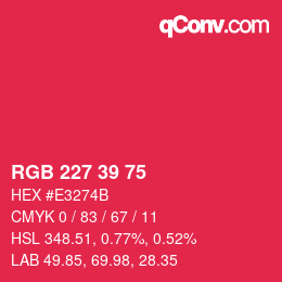 颜色代码: RGB 227 39 75 | qconv.com