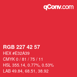 カラーコード: RGB 227 42 57 | qconv.com