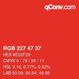Color code: RGB 227 47 37 | qconv.com