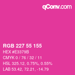 カラーコード: RGB 227 55 155 | qconv.com