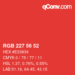 Color code: RGB 227 56 52 | qconv.com