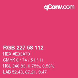 Color code: RGB 227 58 112 | qconv.com