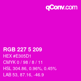 Color code: RGB 227 5 209 | qconv.com