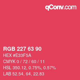 Color code: RGB 227 63 90 | qconv.com