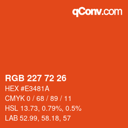 Color code: RGB 227 72 26 | qconv.com