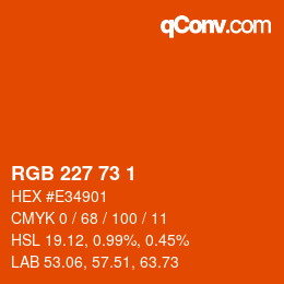 Color code: RGB 227 73 1 | qconv.com