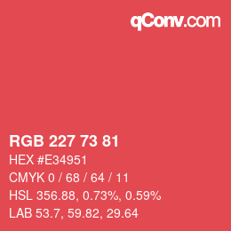 Color code: RGB 227 73 81 | qconv.com