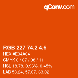 カラーコード: RGB 227 74.2 4.6 | qconv.com
