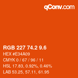 カラーコード: RGB 227 74.2 9.6 | qconv.com