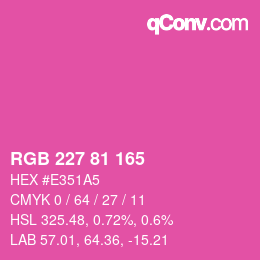 颜色代码: RGB 227 81 165 | qconv.com