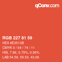 颜色代码: RGB 227 81 59 | qconv.com