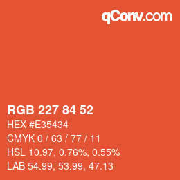 Color code: RGB 227 84 52 | qconv.com