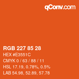 Color code: RGB 227 85 28 | qconv.com
